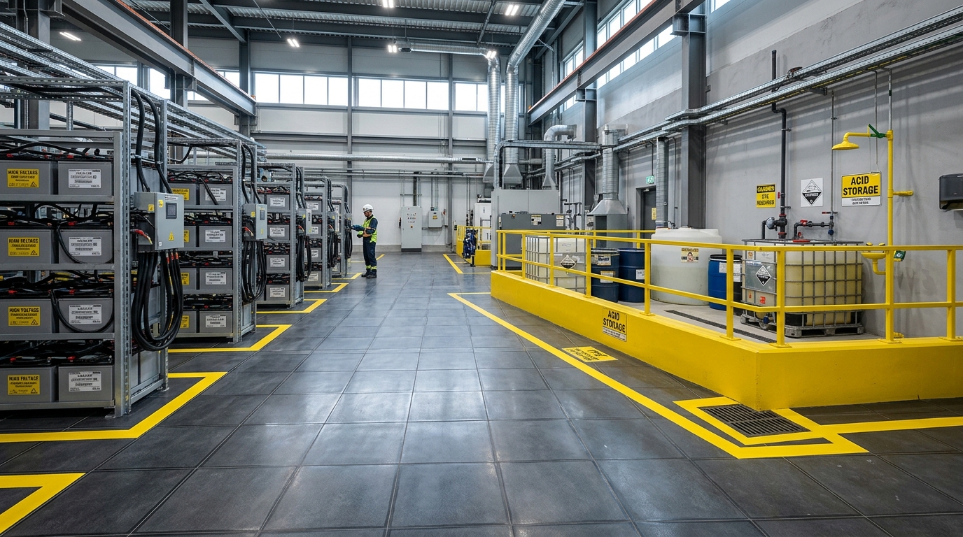 Battery Charging Room Acid Proof Tile Floor